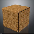 Wooden Stone Cube With Intricate Brick Pattern Surface And Solid Structure