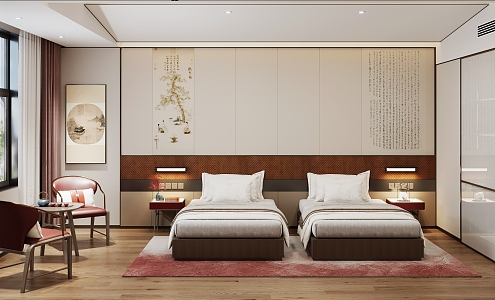 New Chinese Hotel Rooms 3d model