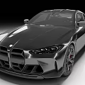 Modern Black BMW Sports Car With Sleek Body Sporty Wheels And LED Headlights
