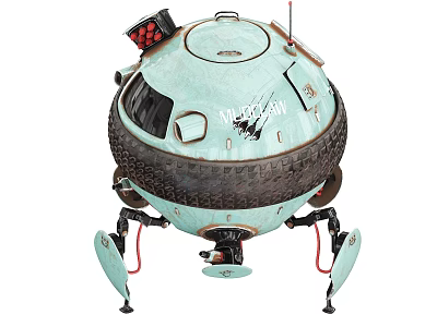Advanced Industrial Equipment With Spherical Design Explorer Features Top Antenna And Mechanical Legs 3d model