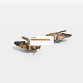 Two Brown Spotted Cicadas With Intricate Wing Patterns On White Surface 3d model