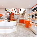 Dessert Shop Interior Design With Orange Walls White Display Counter And Fresh Dessert Displays