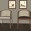 Leisure Chairs with Rattan Backrest Upholstered Seats and Wooden Frame for Indoor Decor