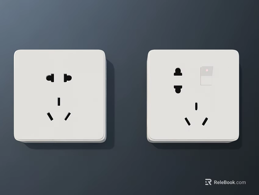 White Electrical Switch Panel with Socket and Control Switch Design for Home 3d model 