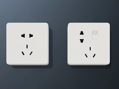 White Electrical Switch Panel with Socket and Control Switch Design for Home 3d model