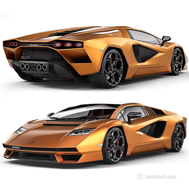 Golden Modern Luxury Sports Car With Sleek Aerodynamic Body And Black Wheels 3d model 
