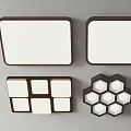 Various Modern Geometric Ceiling Lights With Square Hexagonal And Multi Panel Designs 3d model