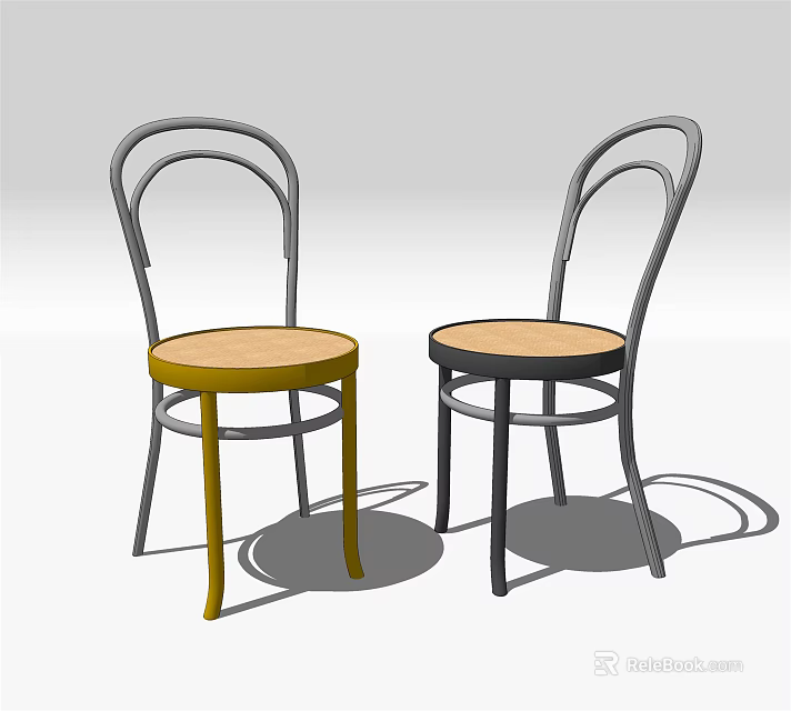 Modern Outdoor Chairs With Metal Frame Wooden Seat And Two Color Designs 3d model 