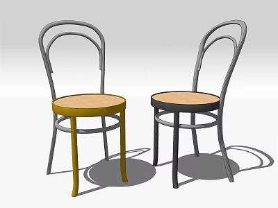 Modern Outdoor Chairs With Metal Frame Wooden Seat And Two Color Designs 3d model