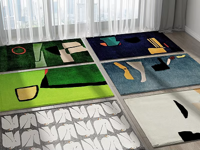 Colorful Square Rugs With Abstract Geometric Patterns For Indoor Living Room Bedroom Decor 3d model