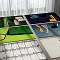 Colorful Square Rugs With Abstract Geometric Patterns For Indoor Living Room Bedroom Decor