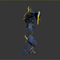 Blue And Yellow Sci Fi Mecha Robot Game Movie Character With Extended Wings