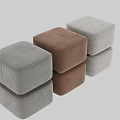 Soft Boucle Upholstered Square Ottoman With Elegant Golden Metal Band For Luxury Home Interior Decoration