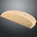 Handcrafted Wooden Comb With Intricate Floral Carvings For Daily Hair Grooming