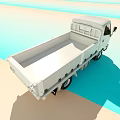 White Functional Utility Truck With Open Cargo Bed And Cab Design
