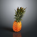 Fresh Ripe Pineapple With Vibrant Orange Skin Green Leaves On Dark Surface