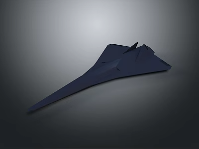 Dark Triangular Stealth Aircraft Model with Smooth Surface Sharp Edges Streamlined Design Gray Background 3d model