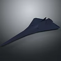 Dark Triangular Stealth Aircraft Model with Smooth Surface Sharp Edges Streamlined Design Gray Background