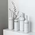 Modern Glass Vases With Green Leaves In Gray Yellow Transparent Tones For Home Decor