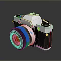 Vintage Electronic Camera With Silver And Black Design And Classic Lens