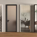 Elegant Modern Hinged Doors Interior With Various Glass Panels And Frames 3d model