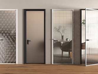 Modern swing door glass door 3d model