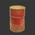 Red Metal Barrel As Household Storage Container With Ring Structure And Label
