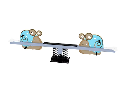 Playground Seesaw Equipment with Cartoon Snail Design Blue and Brown for Kids Outdoor Fun 3d model