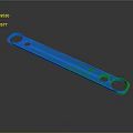 Blue Long Strip Component With Circular Holes On Both Ends And Textured Middle 3d model