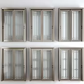 Various Modern Sliding Doors With Metal Frames And Decorative Glass Panels 3d model