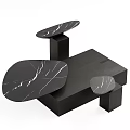 Modern Coffee Table With Marble Top And Black Geometric Base For Home Interior 3d model