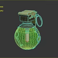 Military Hand Grenade With Green Body Yellow Top Red Details And Metal Ring
