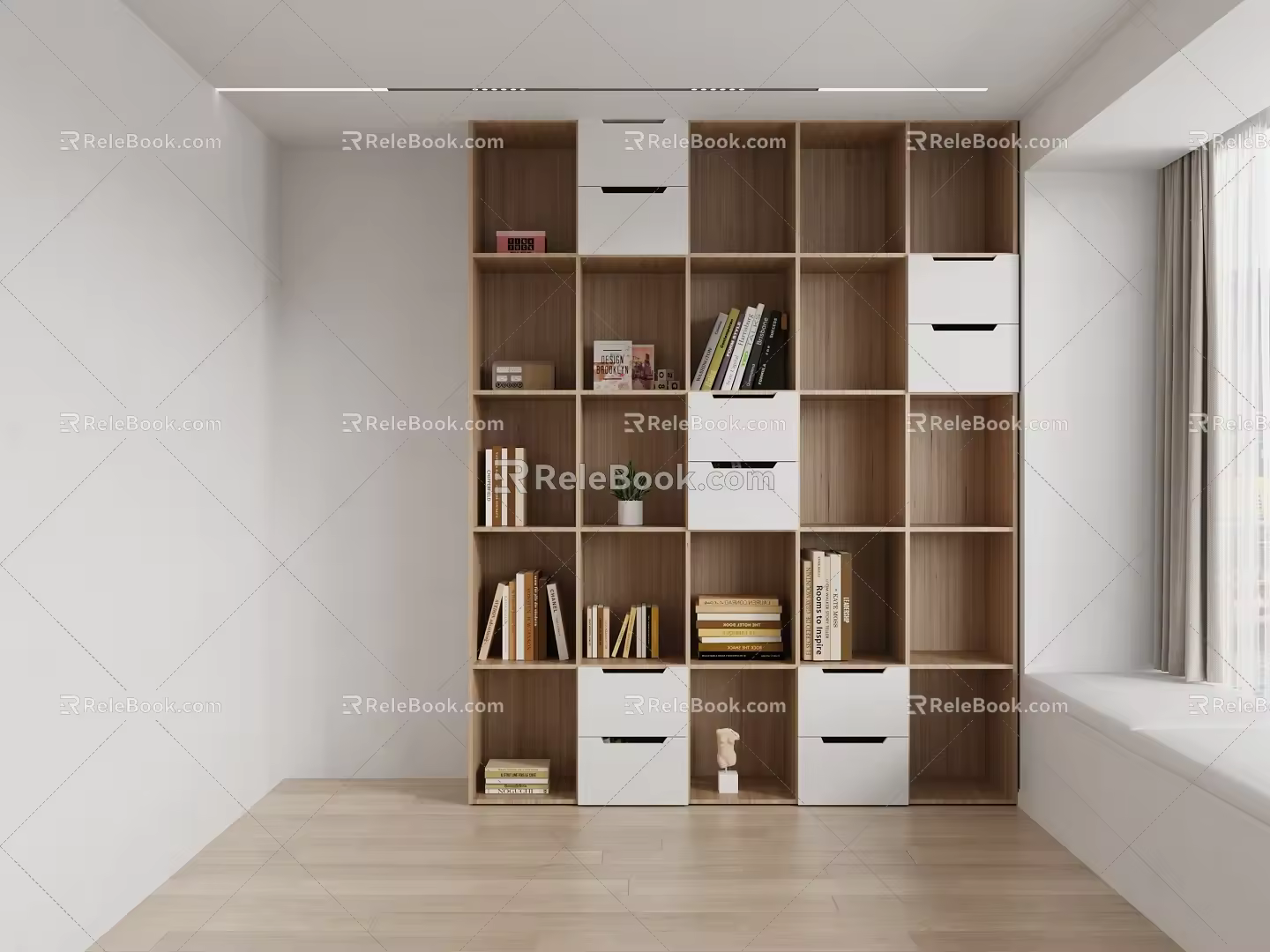 Bookcase Low Cabinet Log 3d model