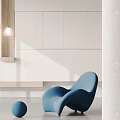 Minimalist Office Desk with Computer Office Supplies and Modern Chair in Bright Workspace White Cabinets