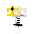 Yellow And White Building Blocks Toy With Black Spring Base Design 3d model