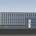 Modern Office Building With Glass Curtain Wall Landscaped Garden And Urban Setting