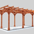 Traditional Chinese Corridor Grape Rack 3d model