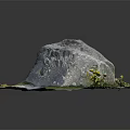 Natural Large Stone Structure Surrounded By Green Grass And Yellow Flowers