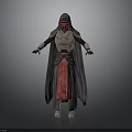 Mystic Hooded Warrior Character Wearing Red Mask And Black Cloak Robe