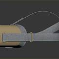 Computer VR Headset with Beige Front And Light Blue Adjustable Strap For Immersive VR Experience