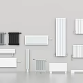 Various Modern Heating Radiators In Different Styles And Colors For Home Interior 3d model