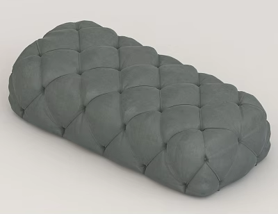 Modern Gray Upholstered Sofa Bench With Tufted Design And Rectangular Shape 3d model