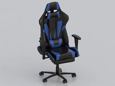 Ergonomic Black And Blue Gaming Chair With High Back Leather Swivel Base 3d model