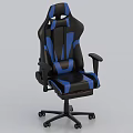 Ergonomic Black And Blue Gaming Chair With High Back Leather Swivel Base