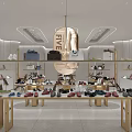 Modern Shoe Store Interior With Display Shelves Round Table And Various Shoes