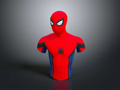 Spider Man Red Blue Upper Body 3D Character Model With Black Web Patterns White Eyes 3d model