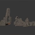 Ancient Ruins Stone Architectural Components With Ruined Walls Arched Structures And Stone Windows 3d model