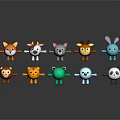 Cute Cartoon Animal Characters Collection With Fox Deer Rabbit And Panda Figures