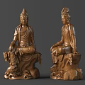 Exquisite Traditional Seated Buddha Sculptures With Intricate Wooden Carving Details And Base