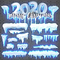 2020 Merry Christmas Glowing Icicle Design Elements for Holiday Decor